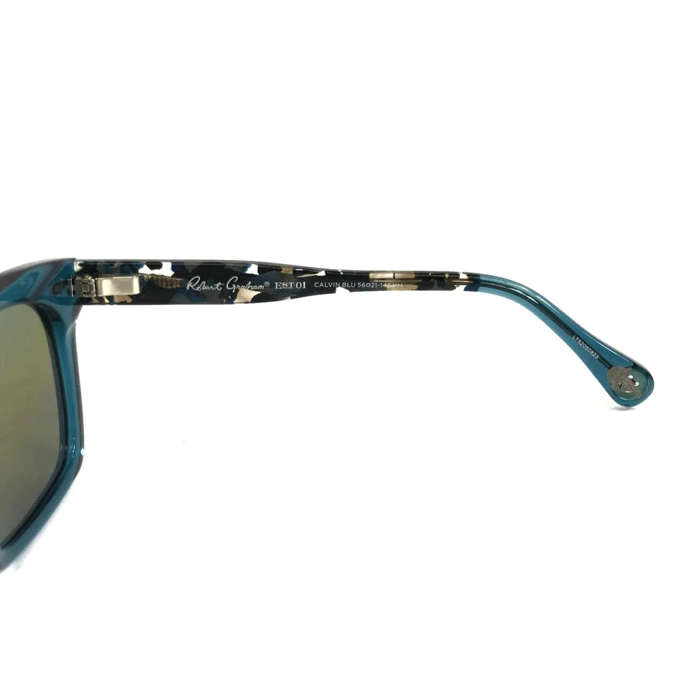 Robert Graham Sunglasses CALVIN BLU Blue Square Frames w/ Blue Polarized Lenses